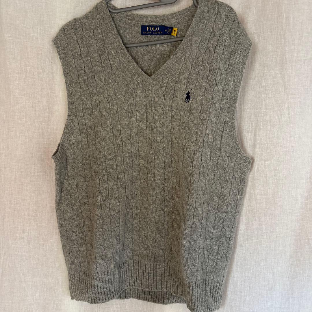 POLO RALPH LAUREN グレー Vネック ベスト M ラルフ ローレン（RALPH LAUREN）（メンズ）ビッグ フィット ニット