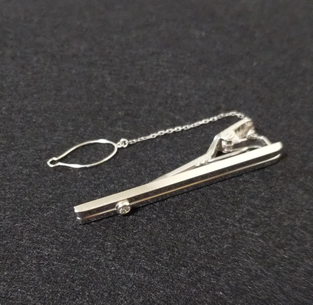 【未使用品】K14WG《4.41ｇ》◇0.10ctダイヤ入り◇ ネクタイピン