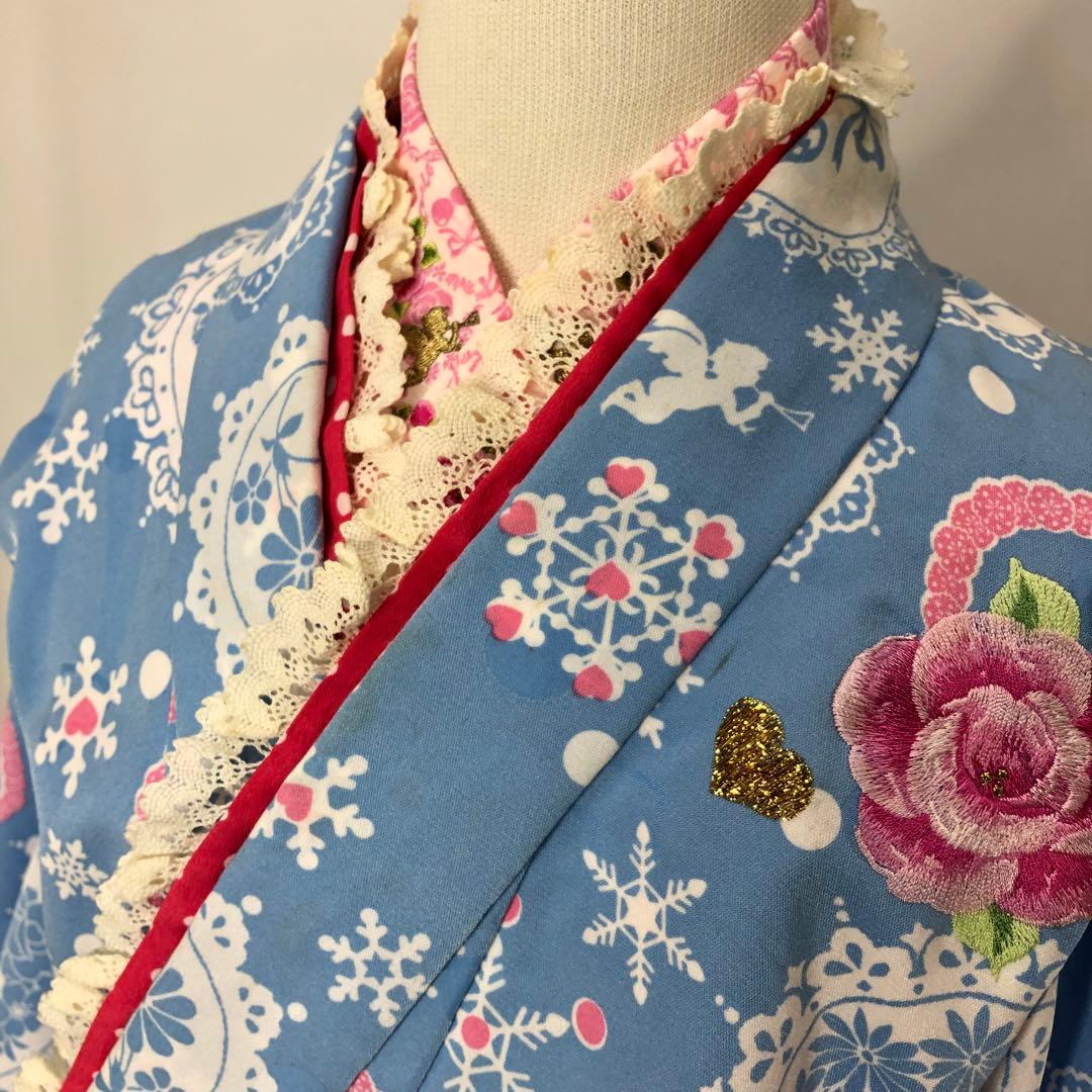 女児着物☆七五三フルセット☆ 四つ身☆5歳 7歳☆水色 松田聖子 u-370