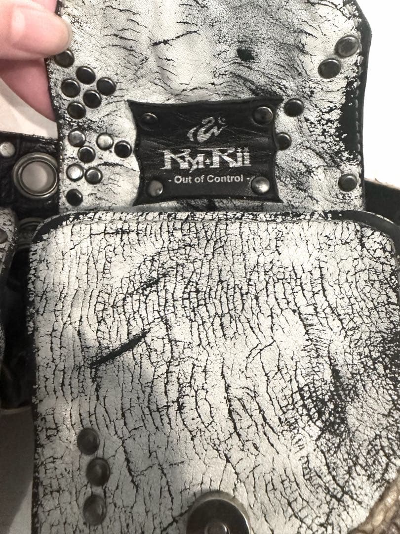 当時物 初期 希少 KMRII 本革 白蛇 スタッズ チェーン ウエストバッグ