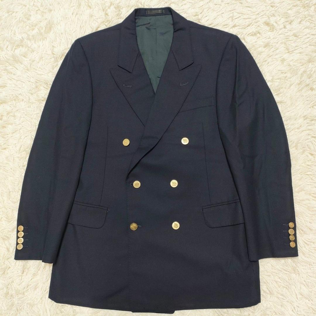 美品】バーバリーズ 紺ブレ 175AB6 ダブル 金ボタン ホースロゴ 刻印