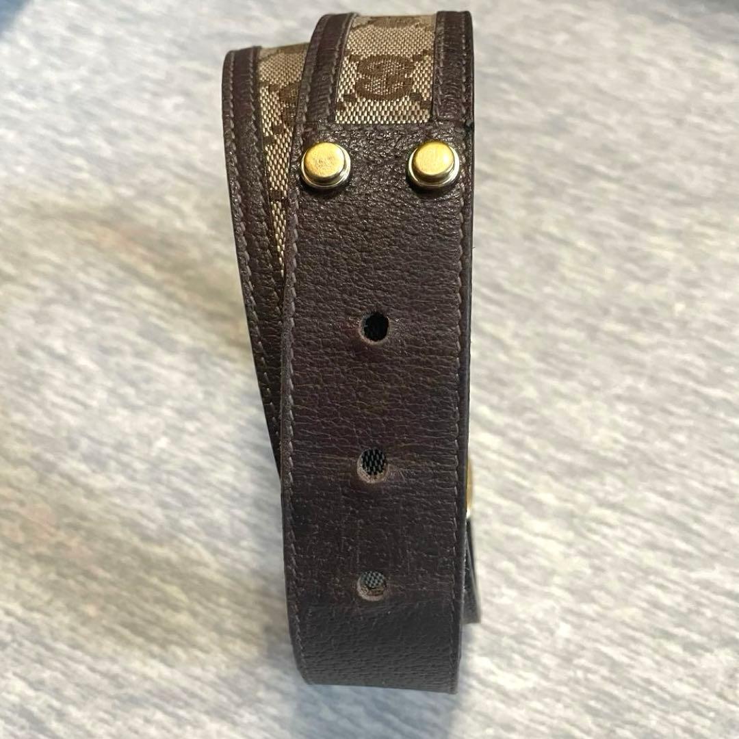美品【GUCCI】GGキャンバス ベルト レザー　メンズ　《ショッパー別売り》
