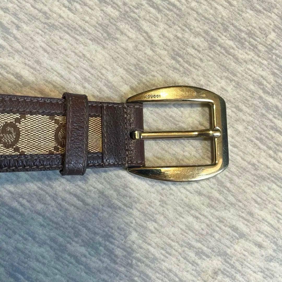 美品【GUCCI】GGキャンバス ベルト レザー　メンズ　《ショッパー別売り》