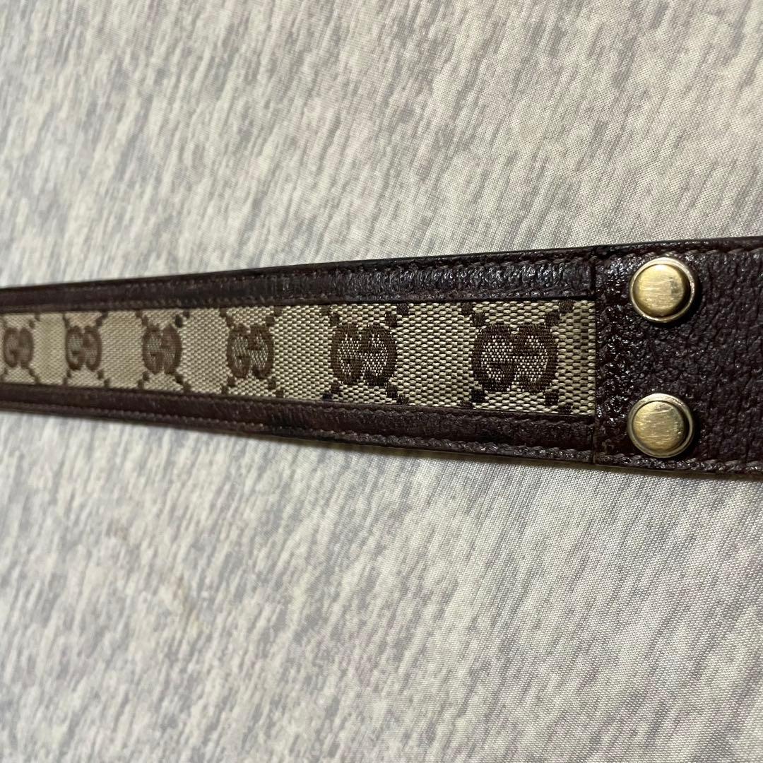 美品【GUCCI】GGキャンバス ベルト レザー　メンズ　《ショッパー別売り》