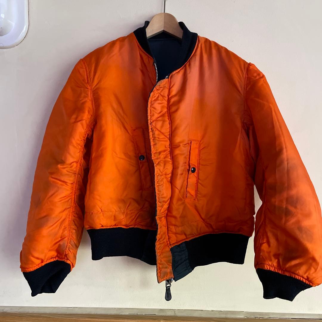 80s ALPHA INDUSTRIES MA-1 USA製 IDEALジップ紺 ALPHA USA製 MA-1 80s