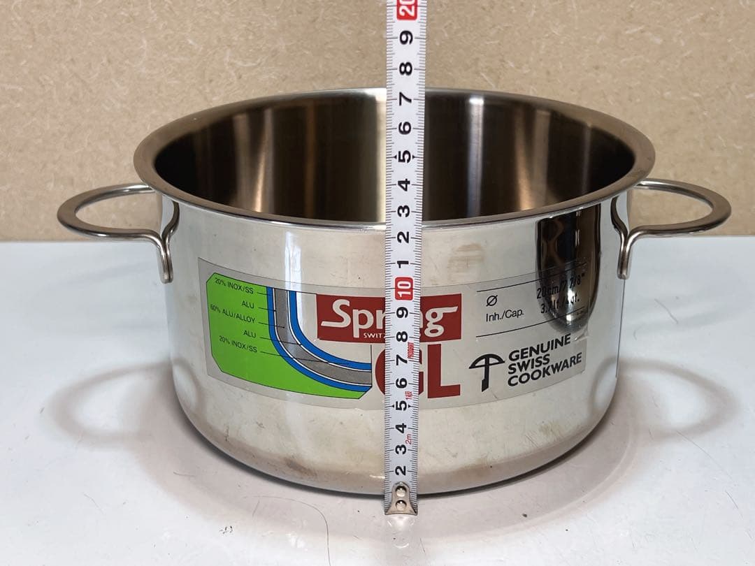 スプリング GL クリスタル 3.7L 20cm ソースパン、中古品、状態良好