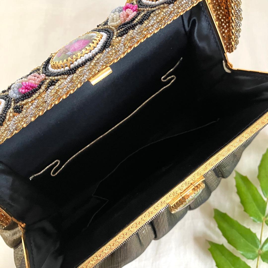 フランス アンティークデザイン パーティバッグ シックゴールド＆陶器