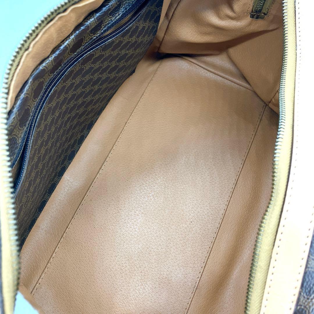 CELINE】ミニボストンバッグ マカダム柄 ゴールド金具 PVC ブラウン.の