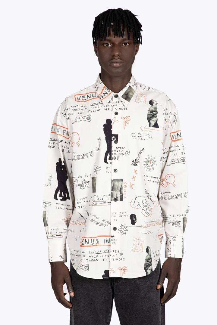 美品 21AW Carne Bollente オーバーサイズ 総柄シャツ XS Carne Bollente: Off-White 'Business Sensual' Shirt | SSENSE