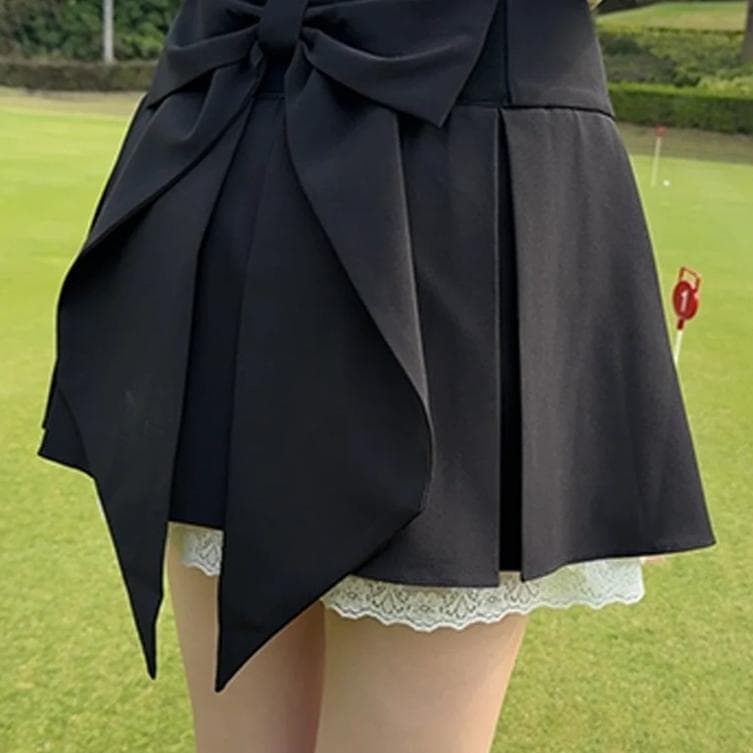 ○○最安価！バックリボンスカート○○レース付き プリーツスカート