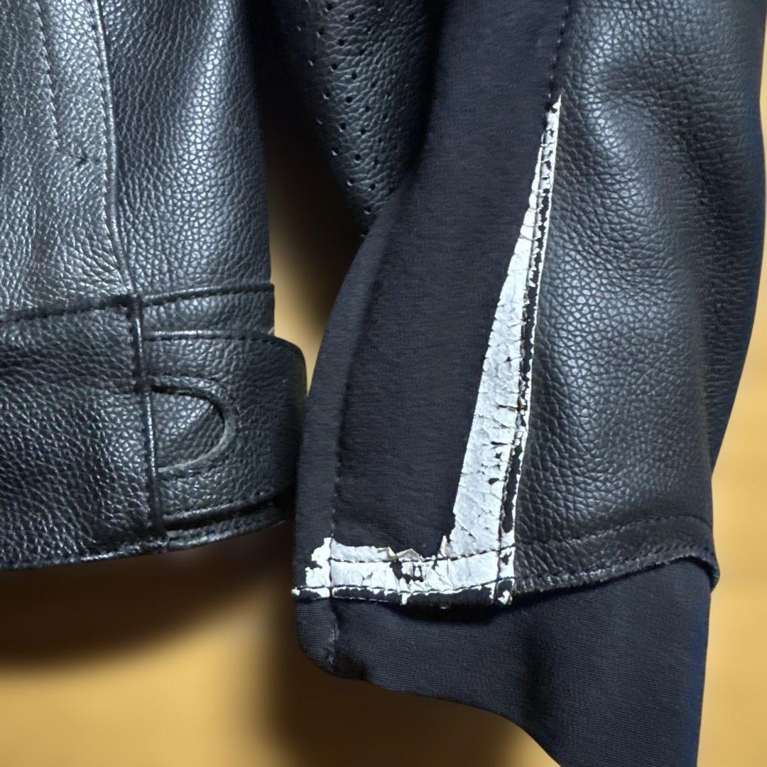 Tachik 黒白革ツナギ 上下セット両膝擦れ傷あり