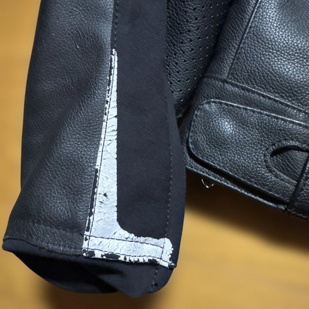 Tachik 黒白革ツナギ 上下セット両膝擦れ傷あり