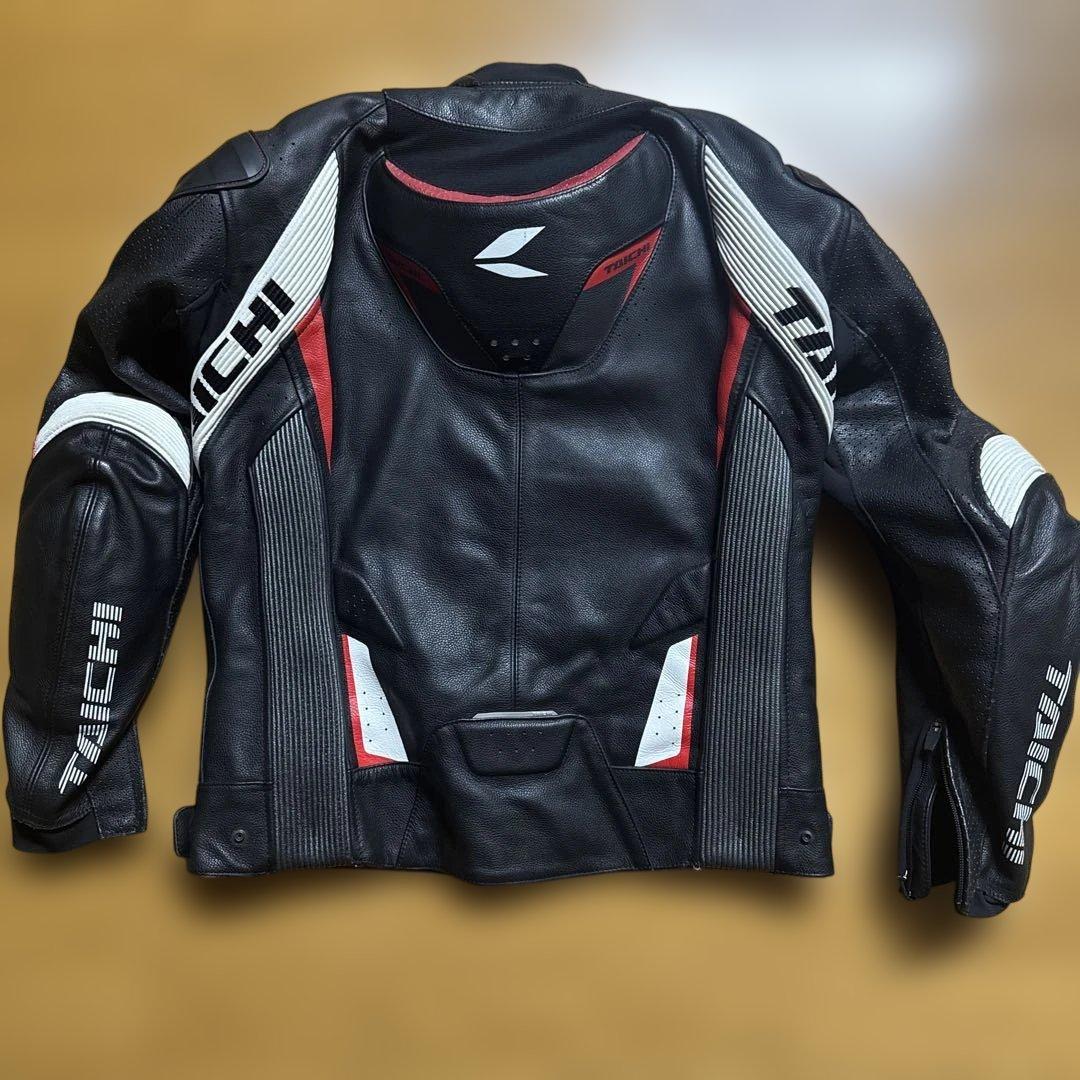 Tachik 黒白革ツナギ 上下セット両膝擦れ傷あり