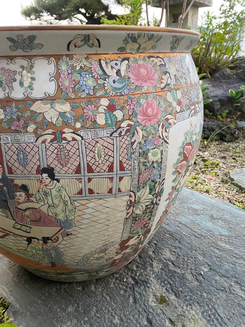 乾隆年製 水鉢 大型 睡蓮鉢 中国 金魚鉢 壺 骨董 - メルカリ