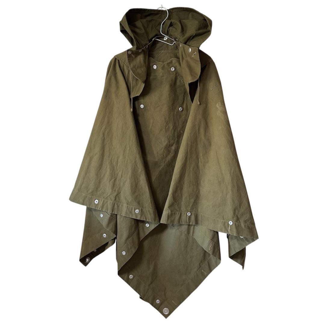 希少 ベルギー軍 ポンチョ フード付 軍幕 パップ テント コート キャンプ ベルギー軍 テントシェル ポンチョ ケープ コート マント パップテント