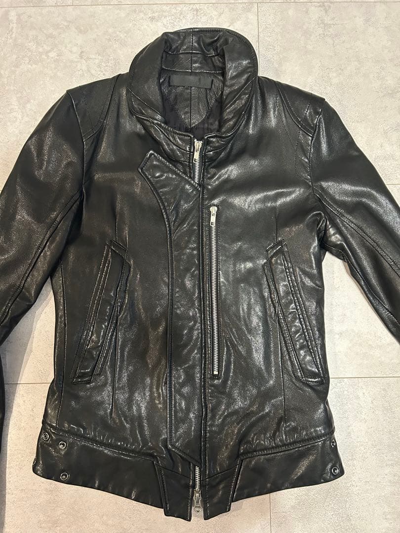 EKAM エカム レザージャケット ライダースジャケット ラムレザー ブラック黒 中古・古着通販】EKAM (エカム) レザーライダースジャケット ブラック