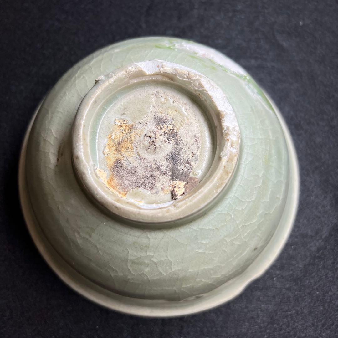 中国明時代 龍泉窯 七官青磁茶碗 極箱付 口径約15㎝ 東Y8-0206☆2F
