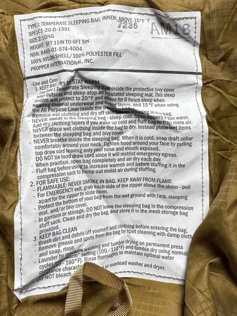 値下げ中】USMC 実物 寝袋4点セット 新品未使用 - メルカリ