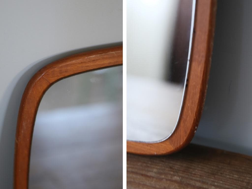 英国アンティークチーク古木ウォールミラー/木製壁掛け鏡/立鏡/姿見(91