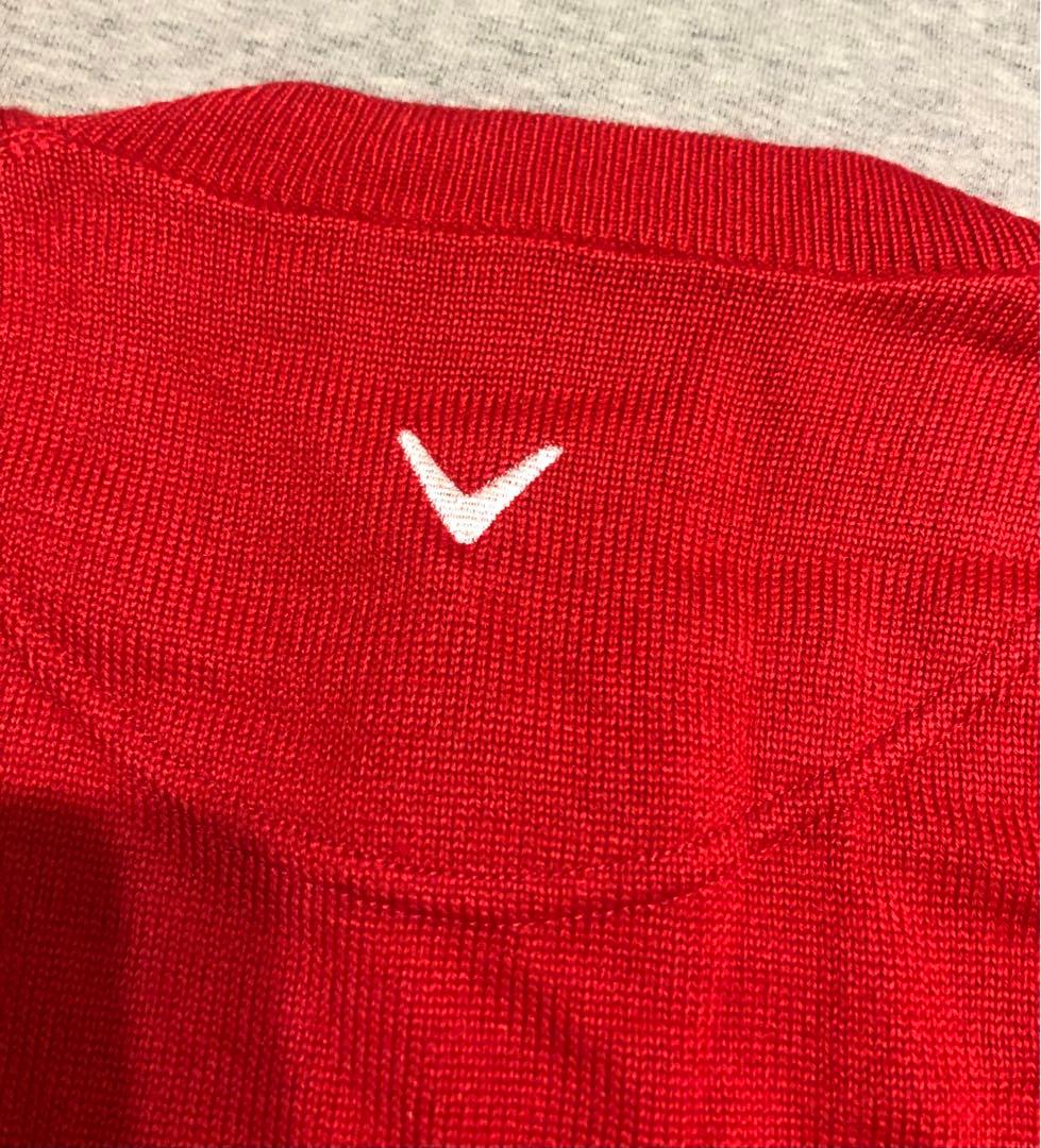 新品 キャロウェイ ニット ベスト アーガイル Lサイズ 赤 CALLAWAY