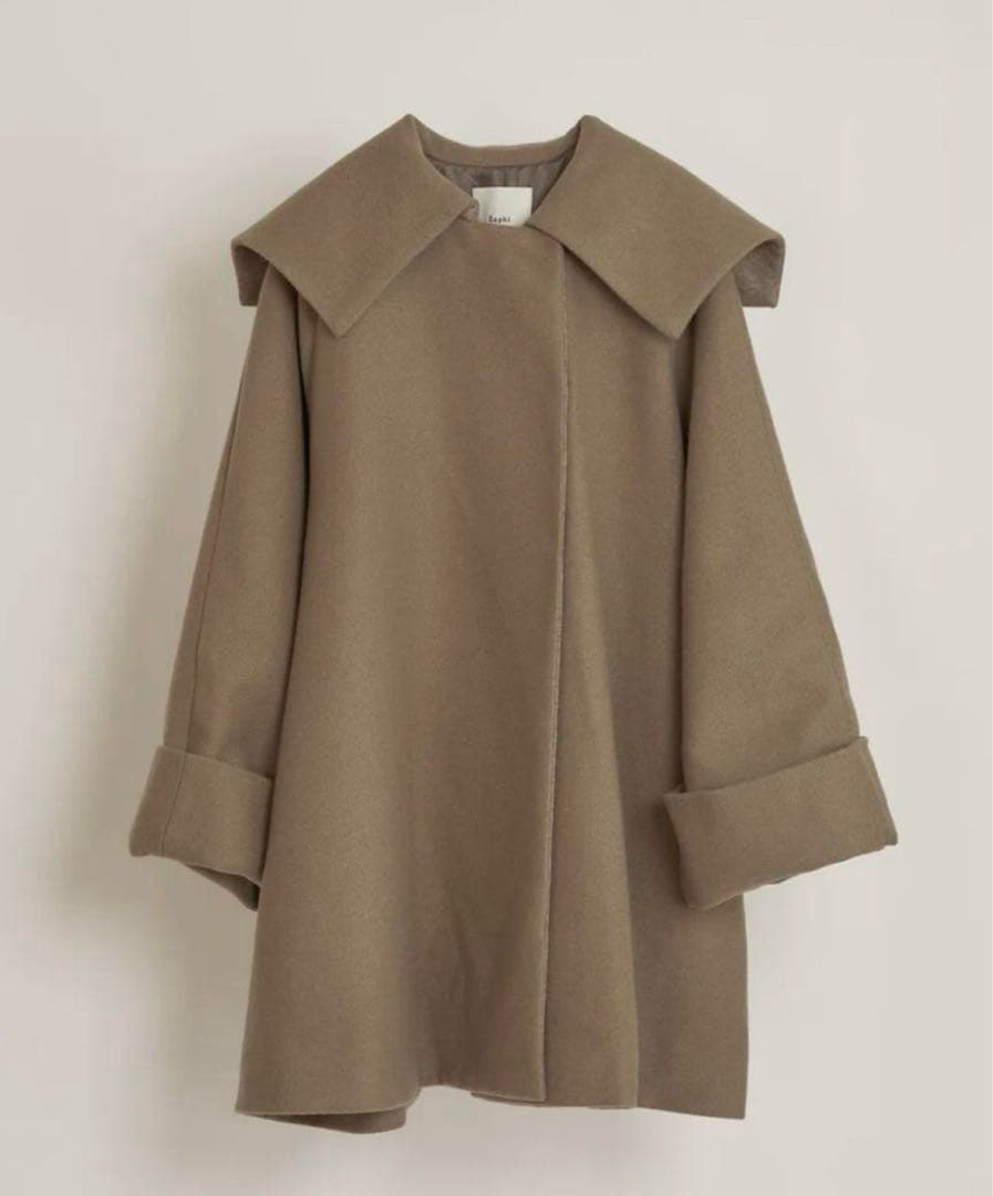 eaphi big collar middle coat brown