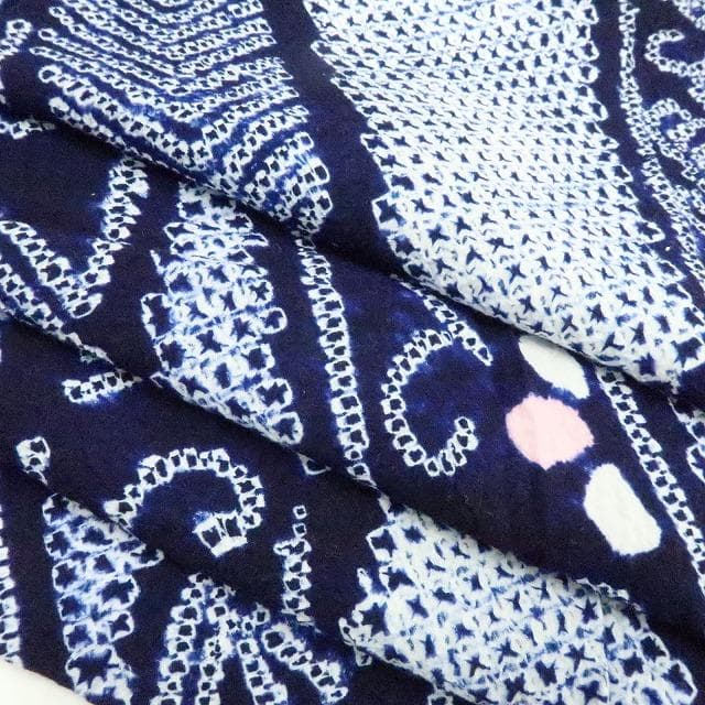 Y3456◆美品 有松鳴海絞り 綿 広衿仕立て 背・胸当て付 手縫い 高級浴衣