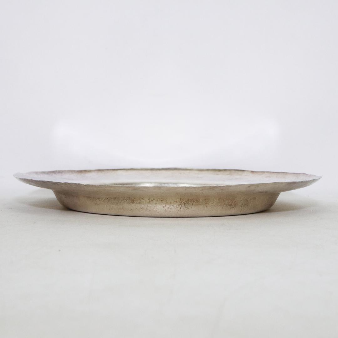 聖鐡堂 大岡銕平作 純銀 槌痕 圓式 菓子盆 共箱 158.3g