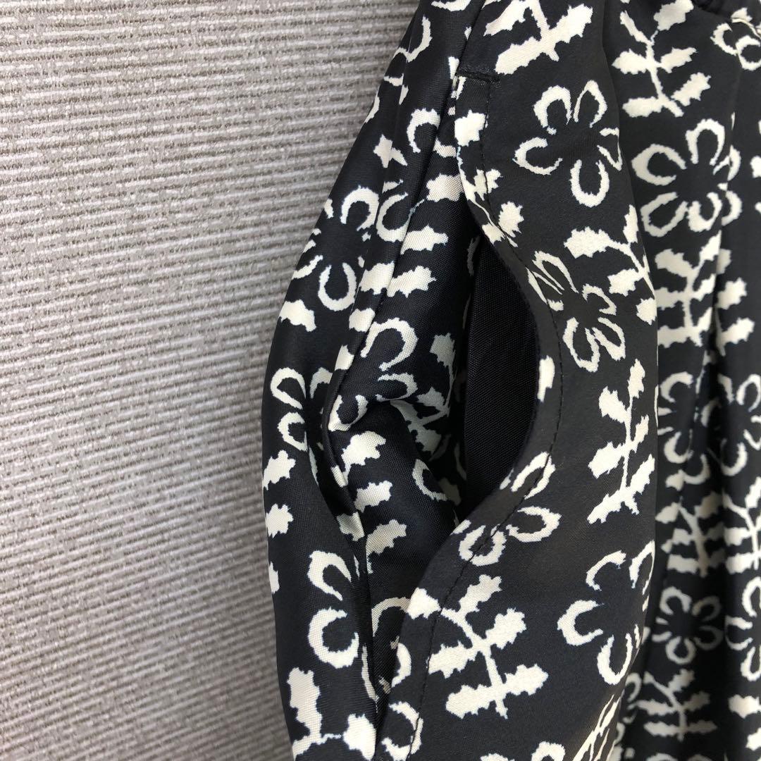 ヌキテパ FLOWER PRINT TUCK GATHER SKIRT ブラック