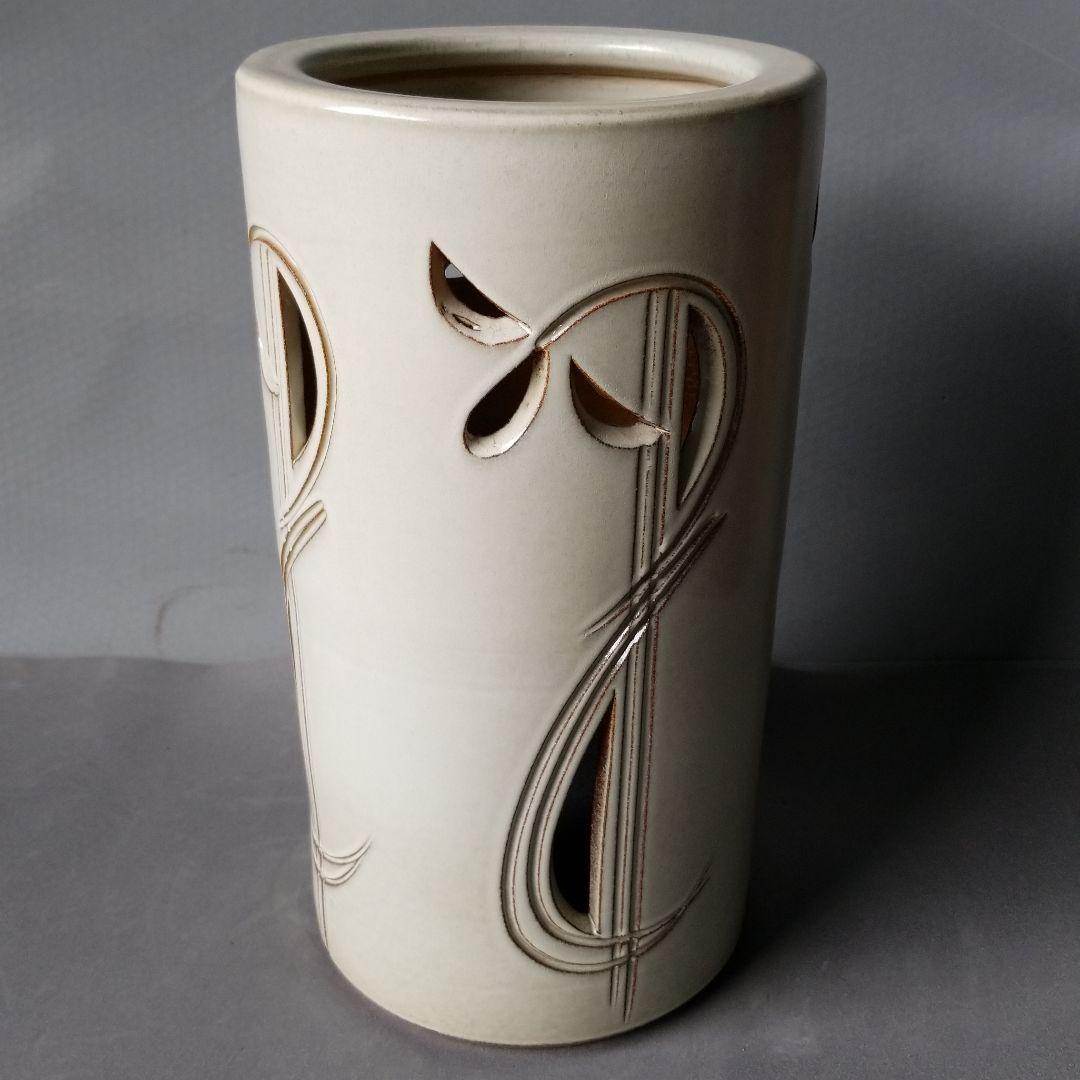 信楽焼傘立て  花彫り 高さ４２cm kt-0161-image1.jpg