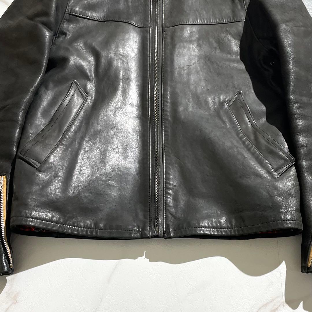 入手困難✨ ロストコントロール レザージャケット 羊革 チェック柄