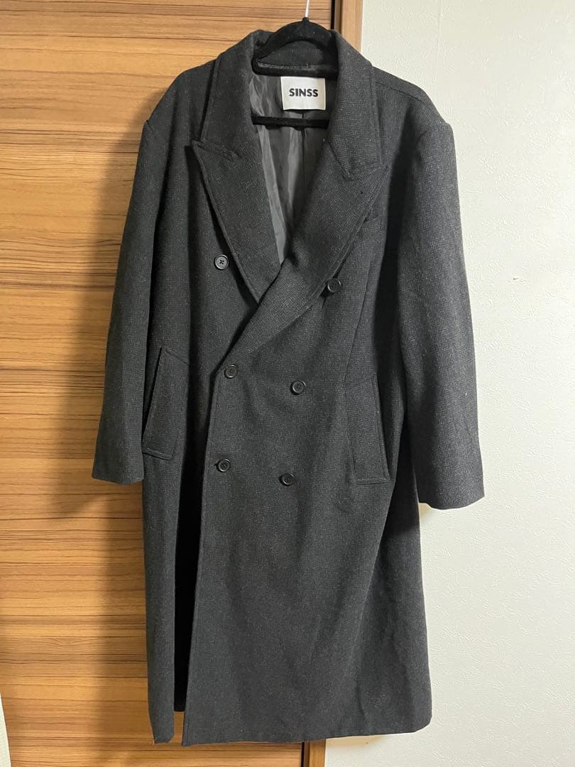 SINSS クラシックウールブレンドツイードコート チャコール Lサイズ SINSS（シンス）の「Classic Wool Blend Tweed Coat / クラシック