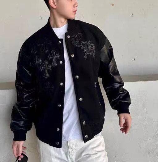 クロムハーツ ブラック クロス刺繍 スタジャン