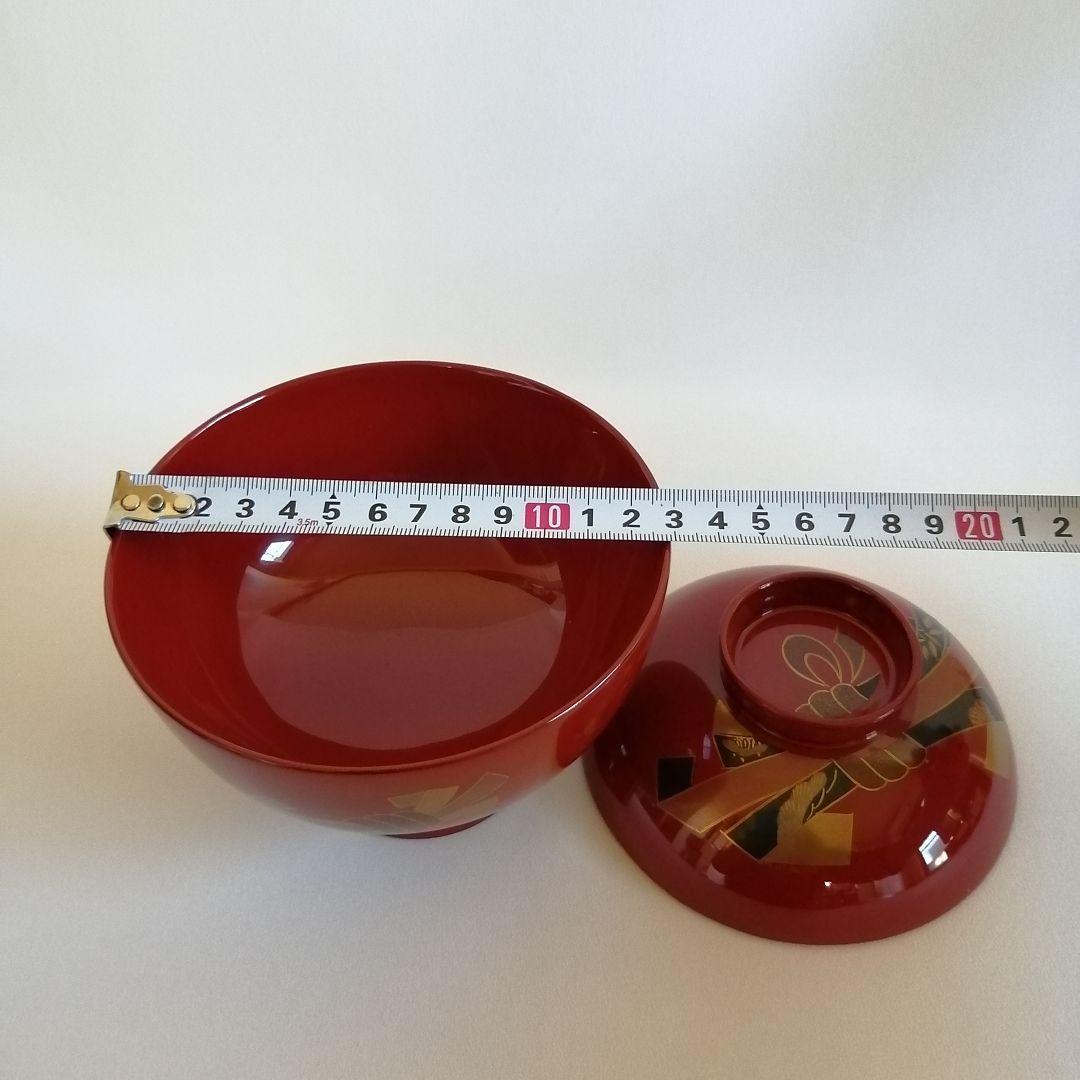 未使用 越前塗 木製漆器 蓋つき 雑煮椀×2個 松竹梅 熨斗 ゜