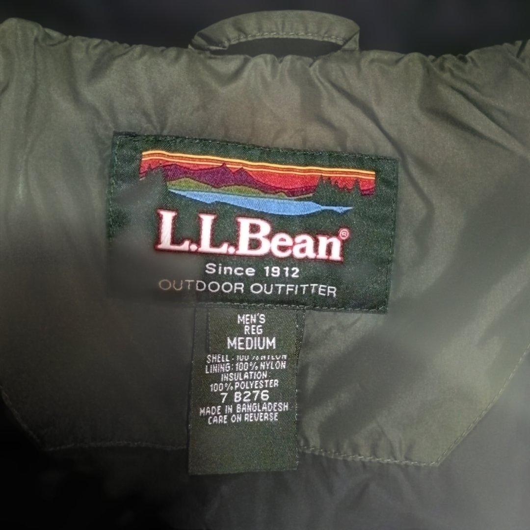 美品　L.L.Bean 刺繍ロゴ　ダウンジャケット　カーキ　 M　ドローコード