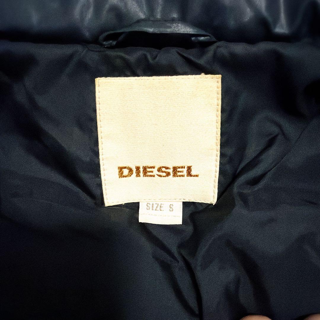 00s DIESEL 肉厚 ライダース型 ダウンジャケット 黒 S Y2K 平成