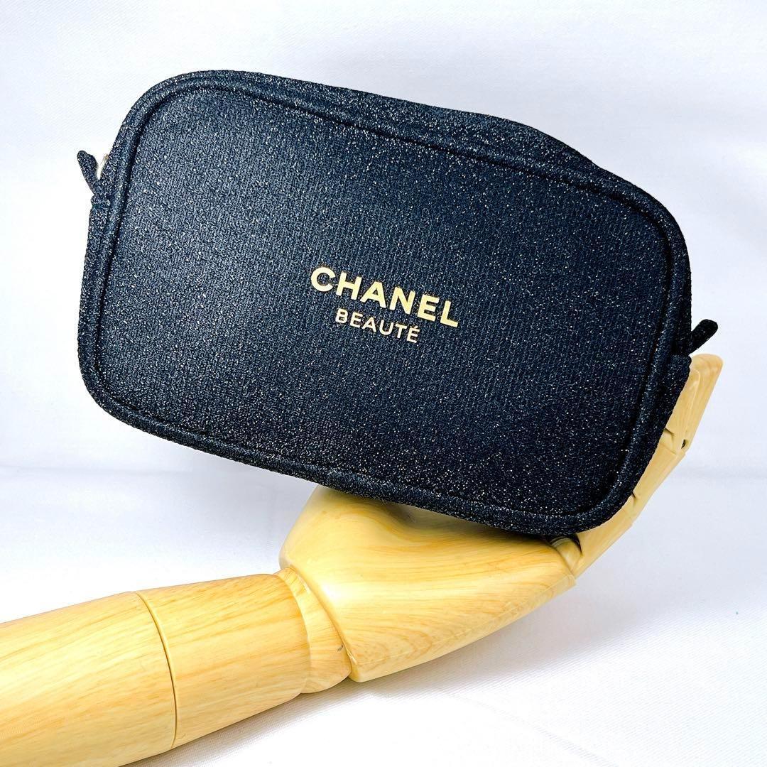 美品 CHANEL ポーチ ノベルティ 黒 シャネル グリッター仕上げ - メルカリ