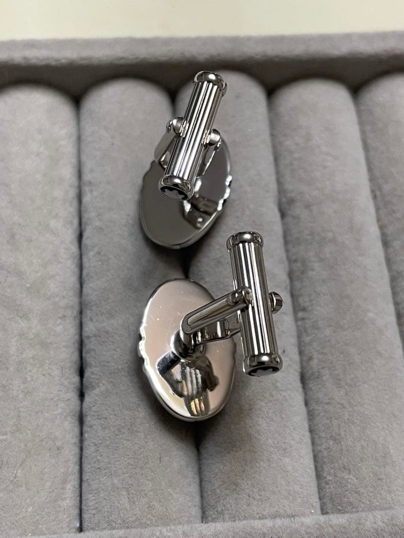美品 美品 MONTBLANC カフス オニキス オーバル シルバー ブラック