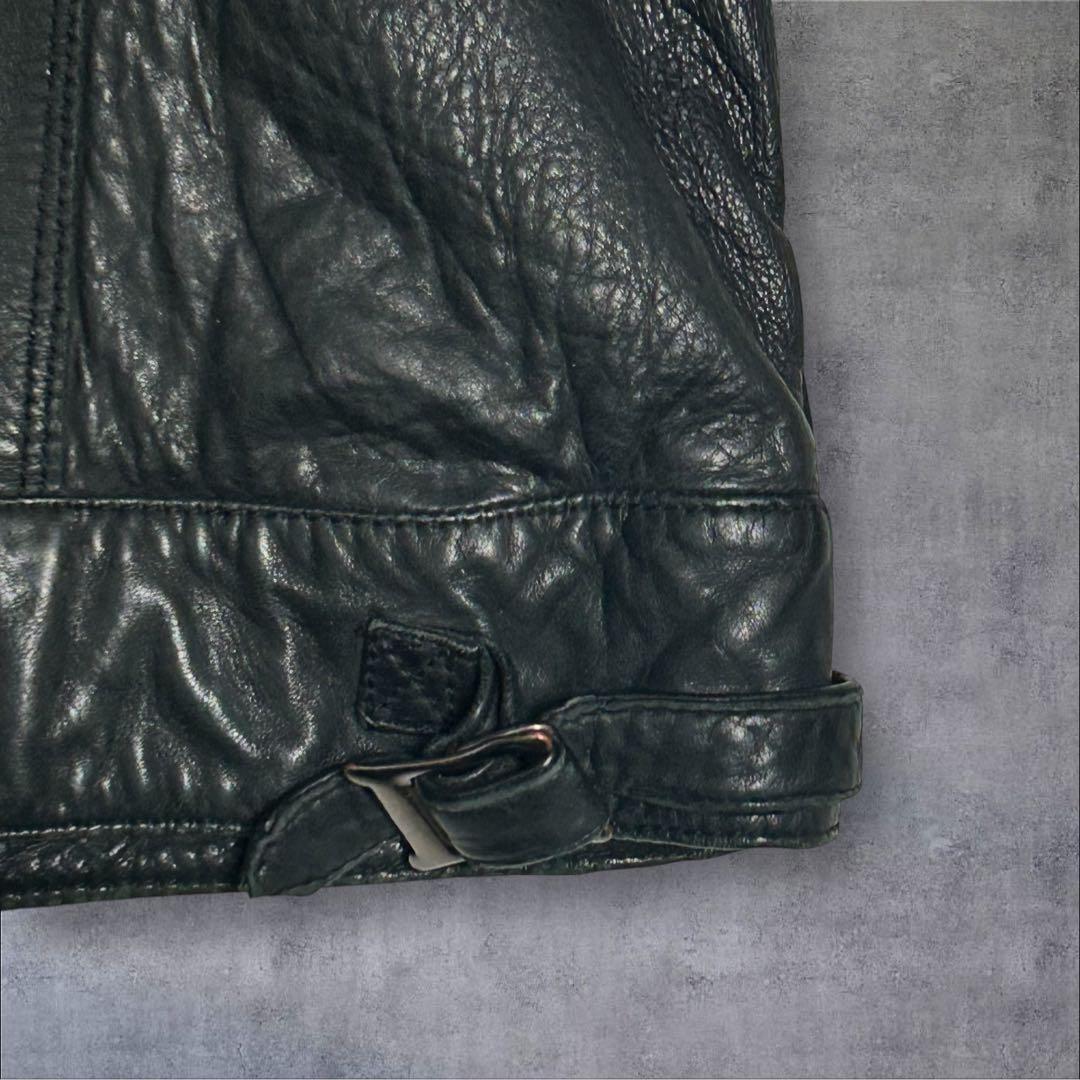 美品】ラムレザー ナノユニバース 裏地赤メッシュ ビッグジッパー