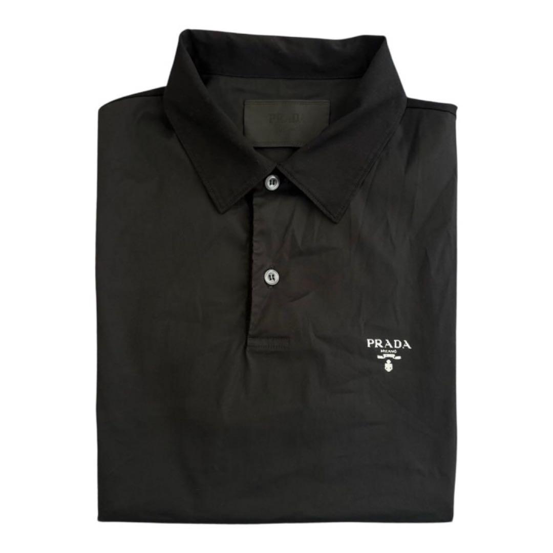 NFCタグ有】PRADA プラダ ロゴポロシャツ Mサイズ 黒 イタリア製