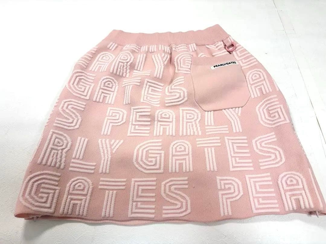 美品】パーリーゲイツ セットアップ ニット スカート ピンク ロゴ 0 S