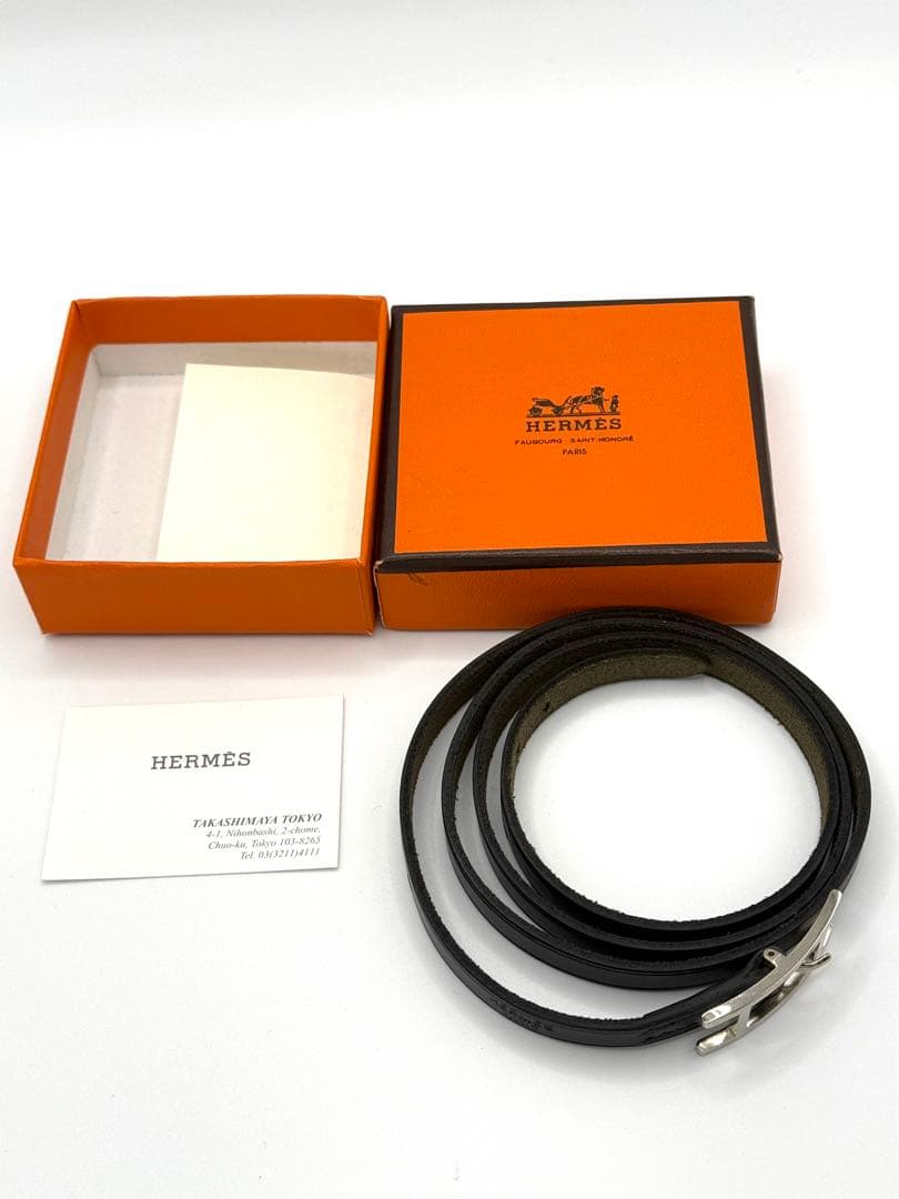 HERMES アピブレスレット アピ3 バングル 黒 シルバー金具 □D刻印 楽天市場】HERMES エルメス アピ3 レザー ブレスレット シルバー金具