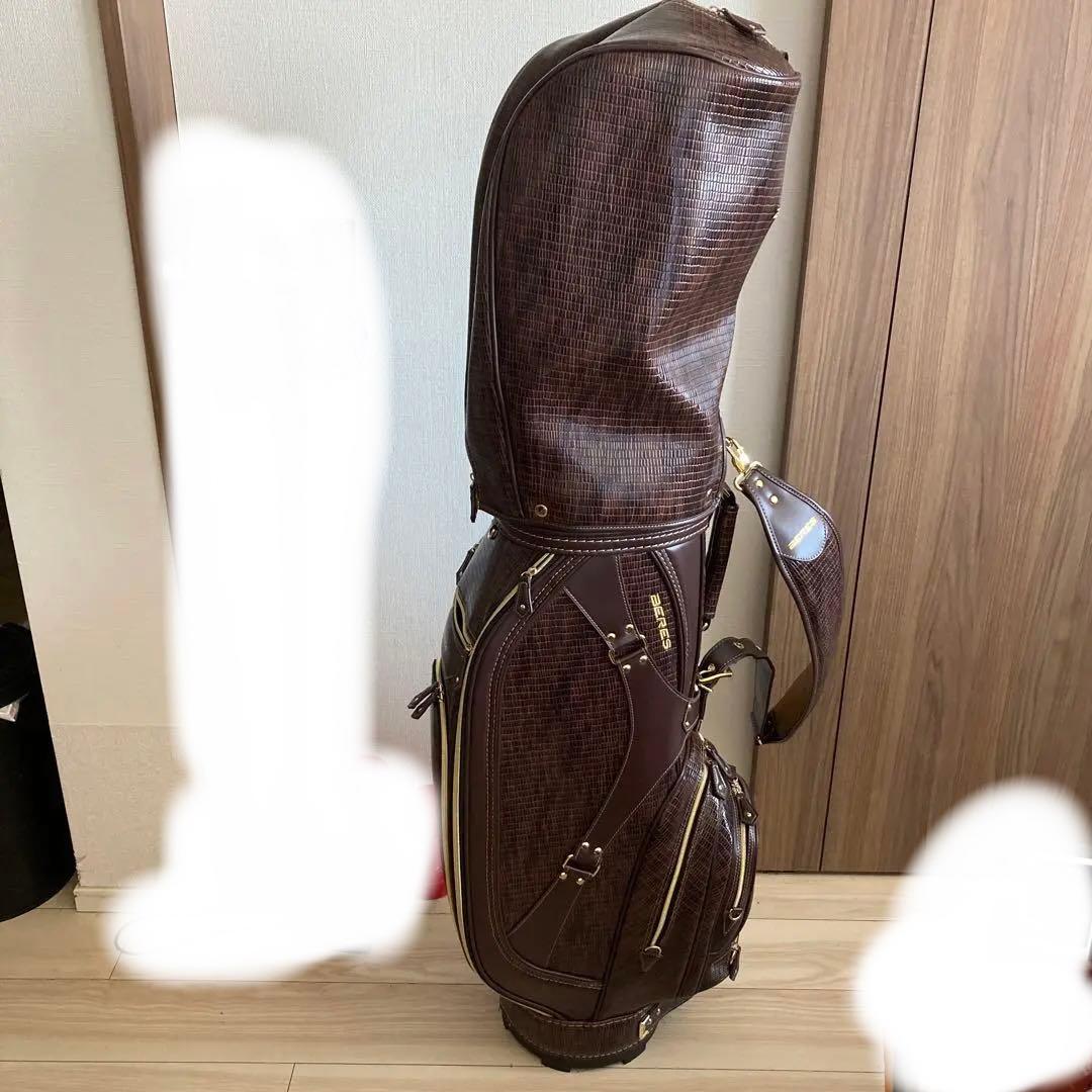 BERESゴルフバッグBERES ゴルフバッグ 黒/ゴールドクロコダイル風 本間