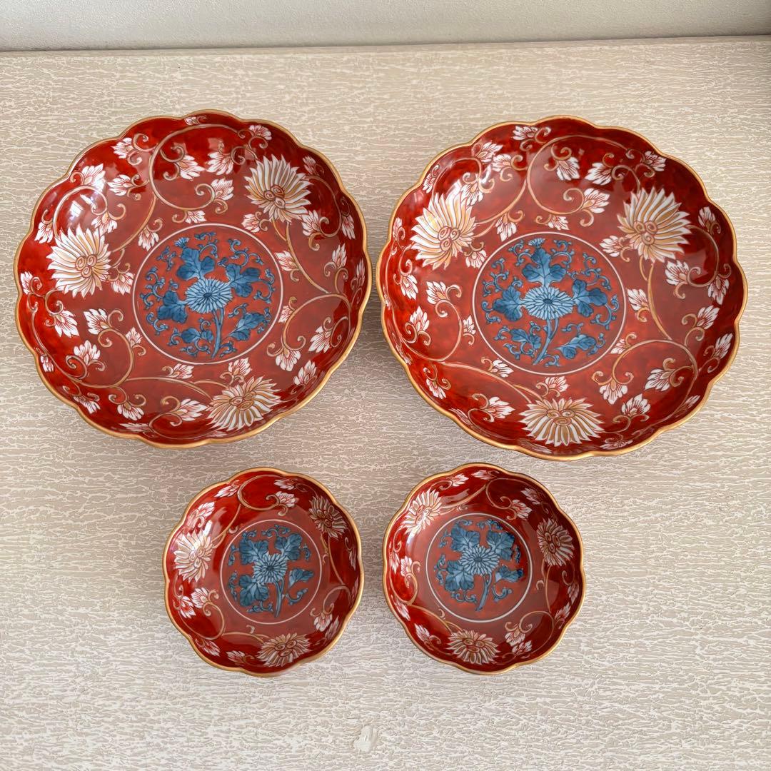 sammy　源右衛門　赤濃菊唐草 向付　刺身皿と猪口のセット 有田焼】麺鉢2点セット[染付唐草紋/赤絵唐草紋]【源右衛門窯】 - 佐賀