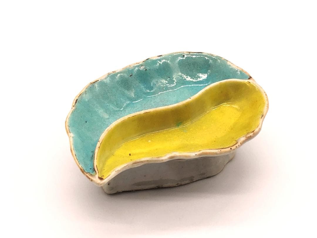 中華文物 古玩 】 高台皿 釜定蝋印有 明～清朝 蔵出骨董初