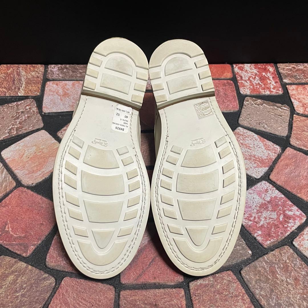 美品　本格革靴　ブッテロ　ダブルモンク ブローグ　25.0cm アイボリー　40