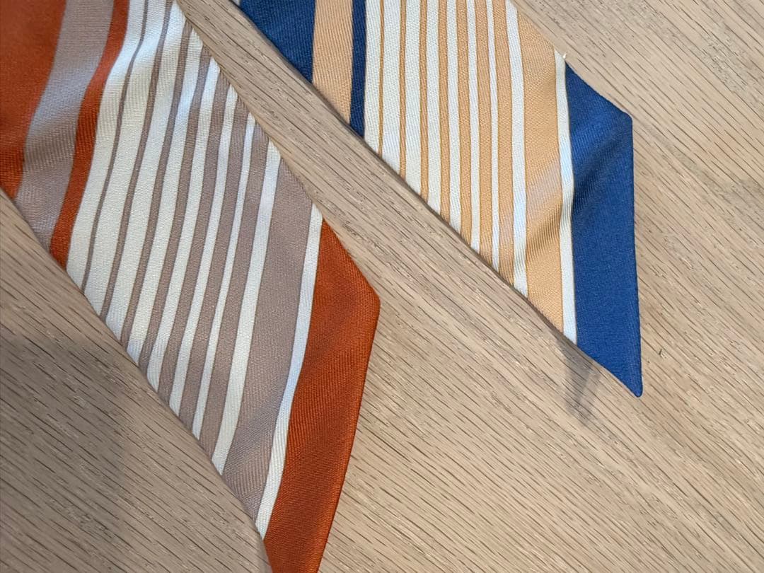 HERMES エルメス ツイリシルク製 スカーフ ストライプデザイン