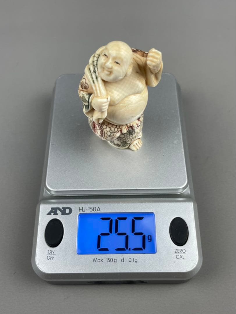 時代根付 極上細密彫り白材 マンモス牙製 作家物 天然素材 在銘