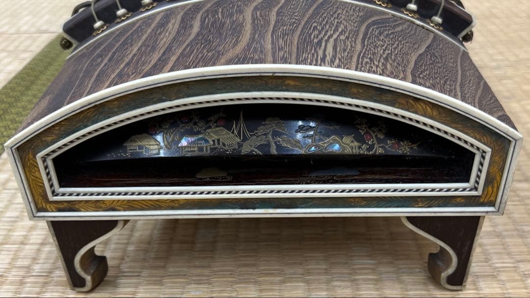 すだれ彫 13弦 琴 舌に蒔絵 全長190㎝ 東な7-0703②