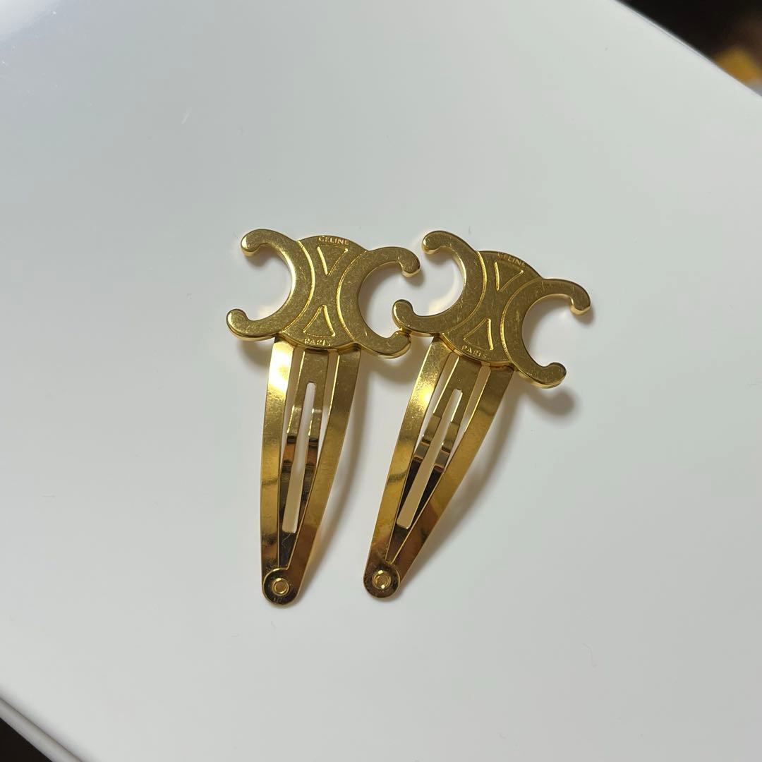 CELINEゴールド ヘアクリップ 2個セット Amazon.co.jp: [セリーヌ] ヘアクリップ 2個セット ヘアアクセサリー