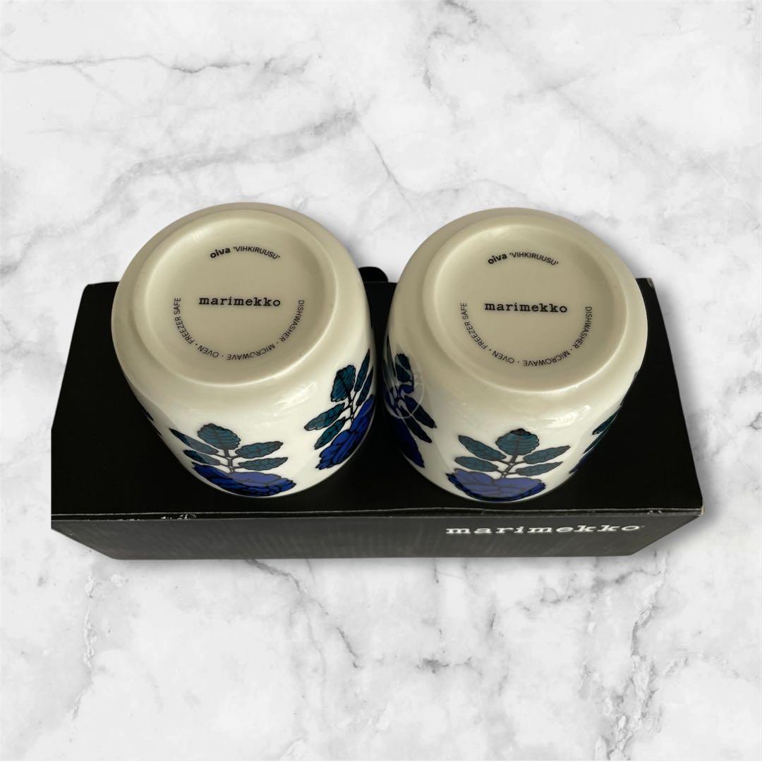 マリメッコmarimekko カフェカップ ブルー2個セット ヴィヒキルース 青